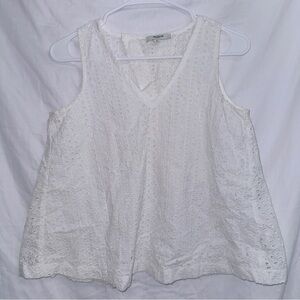 Madewell White Sleeveless Eyelet Swingback Top size XS